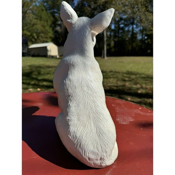 Vintage White Bull Terrier Dog Statue Decorative Garden Sculpture Home Decor Art - Picture 5 of 8